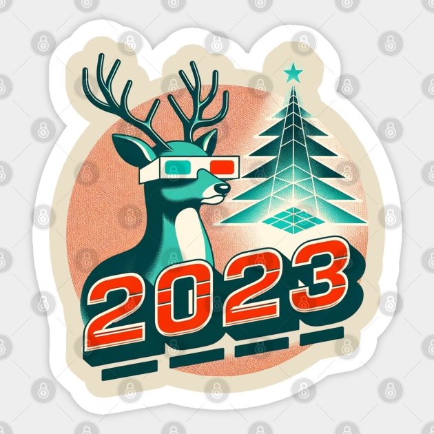 Christmas 2023: Retro Reindeer Sticker by Retro Travel Design